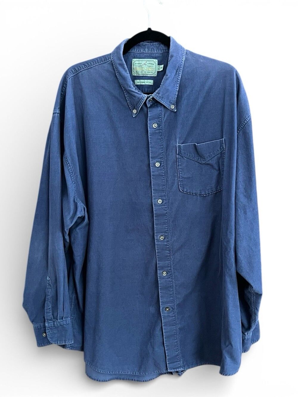 Cooper Jones Men’s Long Sleeve Soft Cotton Corduroy Button Shirt 3XL Blue